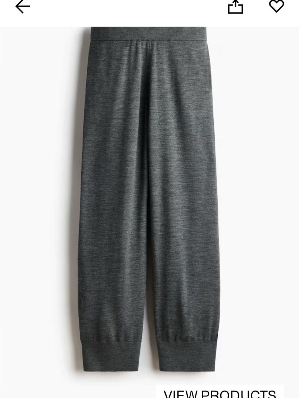 Stella McCartney Grey Merino Knit Wide-Leg Pants